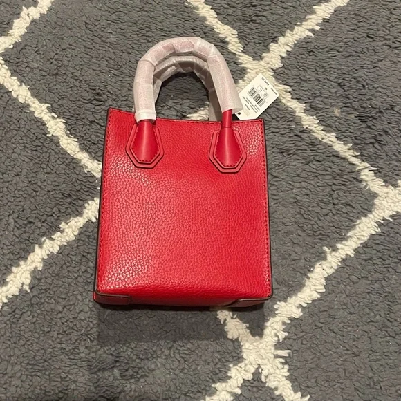 NWT Michael Kors Mercer Red Leather Mini Crossbody Bag - Picture 5 of 9